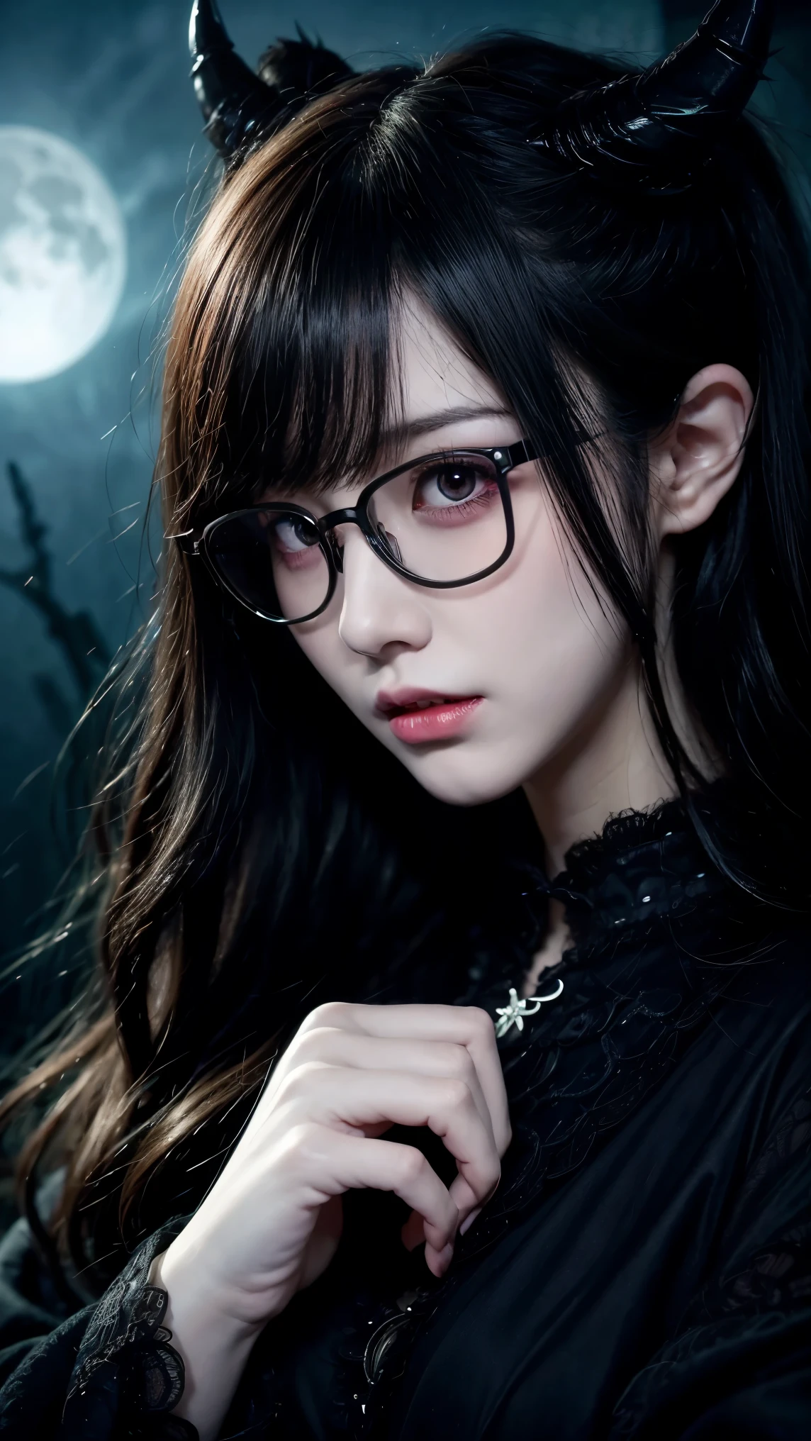 Dark Fantastic Night , Behind me is a big, scary castle , Lots of bats , big, red, Fantastic Moon , Some cliffs , 2. A cave far from the cliff , Some stones , Broken pillars , There are many magical glowing stones around her , dark空の遥か遠くに龍が, Horror Scene , 美しい女性のdevil , redい魔法の非常に明るい目 , A small magical sphere glowing red in both hands at the same time , オーブを見つめる女性のdevil , Dark Big Wing , Highly detailed face , ((((Black-rimmed glasses))))、 (Ultra-detailed scenes) , (Ultra-detailed orbs) , (超Beautiful Face) , (Ultra-detailed Moon) , (Ultra-detailed castle) , (Ultra-precision needles) , (Very detailed wings) Blood、(highest quality,High resolution:1.2),(dark,Threatening:1.1),(Bad luckな:1.1),(devil,Satan,Lucifer:1.1),(devil的な:1.1) highest quality, Very detailed, Realistic, Portraiture, 暗くてSpooky atmosphere, Glowing Eyes, spiritual being, Unforgettable美しい, Ghostly figures, Swirling Mist, Supernatural existence, devilの本質, Shadow-like shape, Spooky whispers, Ominous Aura, 不気味なほどPale skin, Dark and twisted branches, Flickering candle light, Spooky elements, Mysterious and enigmatic, Spectral emergence, Gothic art style, charm的な, Spectral range, Extreme depression, Otherworldly beauty, Mysterious glow, Unforgettable'Don't forget, Cold atmosphere, Spooky and ominous lighting.,(Bad luck,Bad luckな:1.1),(Powerful figure:1.1、Big Breasts、Glasses:1.3) 、 ((((Round Glasses)))),(((Big Breasts)))、(devil'tail)、(redい目が光る:1.6)、(redくGlowing Eyes,Sharp teeth:1.1),(Black wings,thick,shabby:1.1),(hellish landscape:1.1),(fire,sulfur:1.1),(Threatening雰囲気:1.1),(dark shadows,Threatening presence:1.1),(Bad luck clouds,Stormy Skies:1.1),(dark,Spooky atmosphere:1.1),(Bad luck aura,Evil energy:1.1),(dark aura,cigarette:1.1),(Extreme heat,Burning Flames:1.1),(Surreal,Nightmare Visions:1.1),(Predicting the end:1.1),(Twisted corners,Fiery crown:1.1),(Bad luck whispers,devilのような笑い:1.1),(Cries of pain,echoing screams:1.1),(Bad luck symbols,Ancient runes:1.1),(Mysterious Relic,dark artifacts:1.1),(Infernal Ritual,Ritual sacrifice:1.1),(devil的な minions,creatures of darkness:1.1),(Desolate,Barren Wilderness:1.1),(University of the Soul,Suffering Soul:1.1),(Eternal Ruin,A hopeless existence:1.1),(The Last Autumn,The world was in chaos.:1.1),(malicious presence,darkness personified:1.1),(Entrance to the underworld,Nightmare Realm:1.1), Understood, Beautiful and delicate face, Understoodですか, Beautiful and delicate eyes, Perfectly balanced face, High resolutionスキン, Fine skin, Optimal ratio of four fingers to one thumb, Place your arms under your chest, 下腹部のredいタトゥー、oh!, Wide Hips, Smooth abdomen, thin, Pale skin, __fashion__, __hair__:1.25)、Digital single-lens reflex camera、 Absurd、(Tabletop: 1.3), (Maximum resolution: 1.2), (Ultra HDTV: 1.2), Cinematic Light, Beautiful Eyes and skin, detailed facial features, , (Sharp focus: 1.2), (Focus on the face:1.2),Perfect Style, Beautiful Face, Acura, Anatomically correct, Highly detailed face and skin texture, Beautiful Eyes, double eyelid, thin eyebrows, Glitter Eyeliner: 1 Natural Cheeks, Glowing Skin, Fair skin: 1.2, (Glossy Lips: 1.4),(Embarrassed look: 1.2),Highly detailed face and skin texture, Beautiful Eyes, double eyelid, Natural Cheeks, Glossy Lips: 1.4,Exposed cleavage、charm的な。charm、
