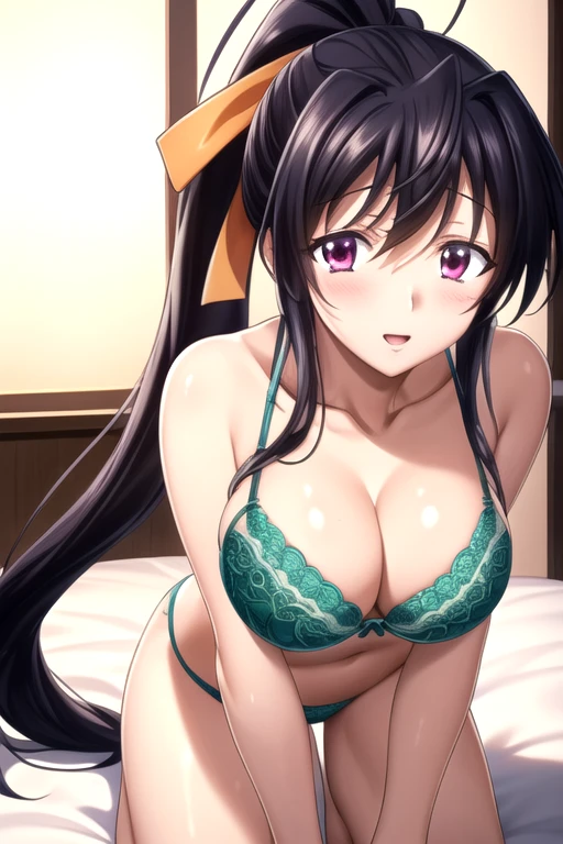 black hair, pink Eye, 很长ofhair,hair_between_Eye,Ponytail,of_hair_ribbon, 1 girl, 20 years,Young women,美麗of Finger,美麗of long legs,美麗of Body,美麗of Nose,美麗of character design, perfect Eye, perfect Face,expressive Eye, Looking at the audience,(superior_Body),(Focus on her Face), official art,极其细致of CG unity 8k 壁纸, 完美of照明,丰富多彩of, 明亮of_front_Face_light,有光泽of皮肤, (masterpiece:1.0),(最好of_quality:1.0), Ultra-high resolution,4K,Super detailed, photography, 8k, HDR, high resolution, absurd:1.2, Kodak Portrait 400, Film Grain, 模糊of背景, Bokeh:1.2, lens flare, (Energetic_color:1.2) (美麗of,大of_breast:1.4), (美麗of_Face:1.5),(狭窄of_waist),green underwear,Green lace,green bra, green underwear, green lingerie
