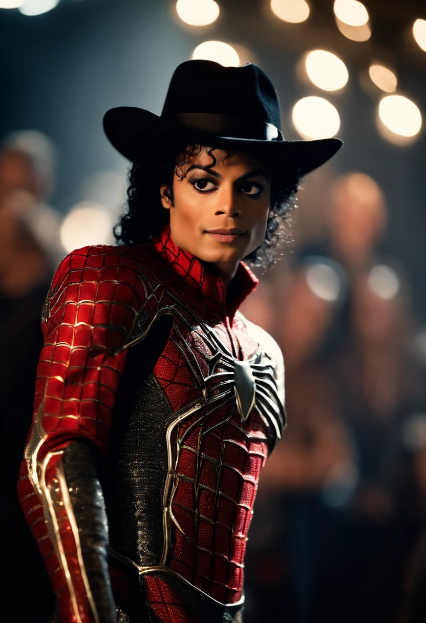 Michael Jackson wearing spiderman costume