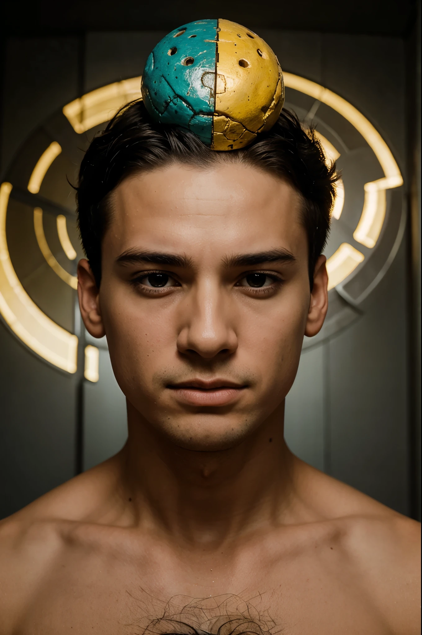 Boy with head full of thoughts