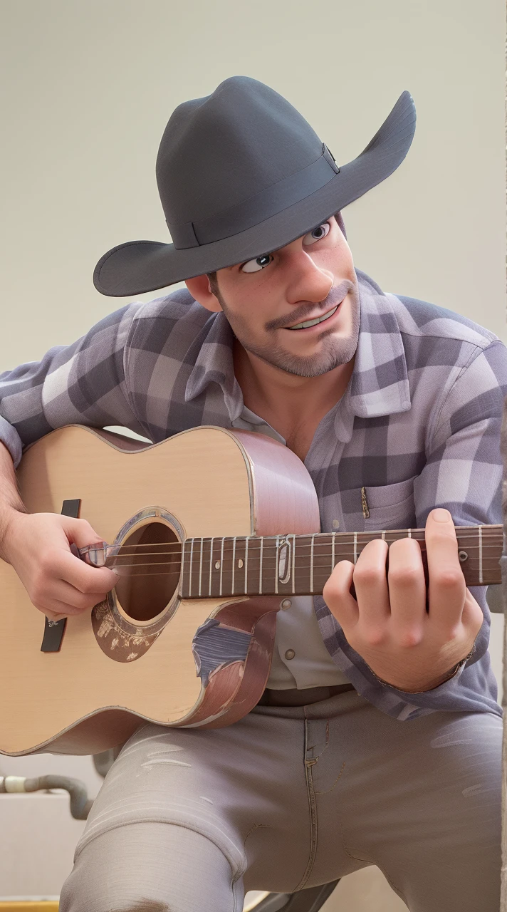 ((best quality)), ((work of art)), (detailed), perfect face, man, short beard, dark hair, black hair, mechanic uniform, white dress shirt, jeans