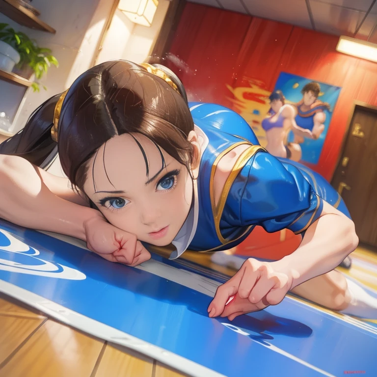 Street Fighter chun li, Perfect eyes, Perfect Iris, Retro, Acrylic art by Artgerm and Gediminas Pranckevicius, intricate, highly detailed, crispy quality, dynamic lighting, hyperdetailed and realistic., 8k, UHD, HDR, (Masterpiece:1. 5), (best quality:1. 5) Model: jim EIDOMODE