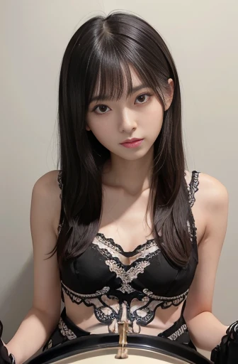 a lot of details, slender waist, 30 years old, detailed black hair, beautiful detailed hair, super fucking beautiful, complex details beautiful and delicate eyes, perfect hands, small breast, perfect and delicate limbs, detailed skin, best quality, ultra-detailed,
Rock live, (Japanese female playing drums:1.2), excited, frontal shot