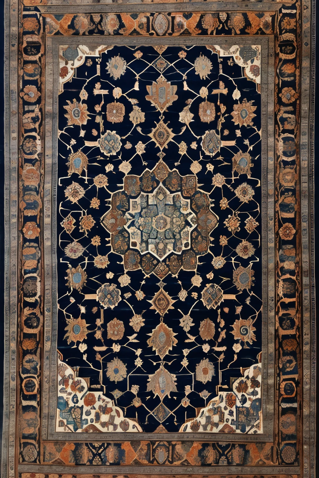 Blue and orange cushions with medallion pattern, persian design, author：Samuel Birmann, persian rugs, cushions, 17th century, persian rug, persian rugs, persian rug, qajar art, Floor Plan, Complex and gorgeous, Sophisticated, oriental carpets, ornate intricate, 17th century, 17th century, With dull brown border