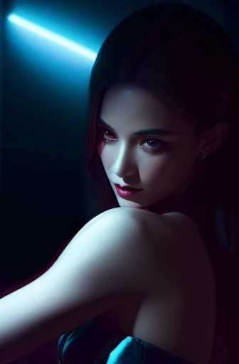 (best quality,ultra-detailed,realistic:1.37),a beautiful girl with a devilish smirk on her face, wearing stilettos, holding an ice pick,illustration,sharp focus,vivid colors,portraits,dark color palette,dramatic lighting,