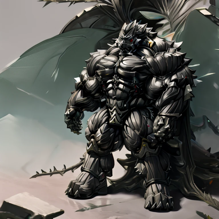8K, Masterpiece, highres, future fiction. black visor, Detailed head, Detailed Body, full body, BLACK COLOR, Detailed abs, wearing crNanosuit, big muscle (pecs, triceps, traps) unusually developed muscular body, body full of huge muscles. showing off muscles, pectorales enormes. Exaggeratedly huge muscles. Gigachad Muscular, gigantic muscles, Colossal giant NANOSUIT over a battlefield, The cloak is so long that it touches the ground, crossed arms. 
The claws are sharp,
Sharp teeth,
have big wings. Spread wings,
whole body shines like metal. nj5furry,