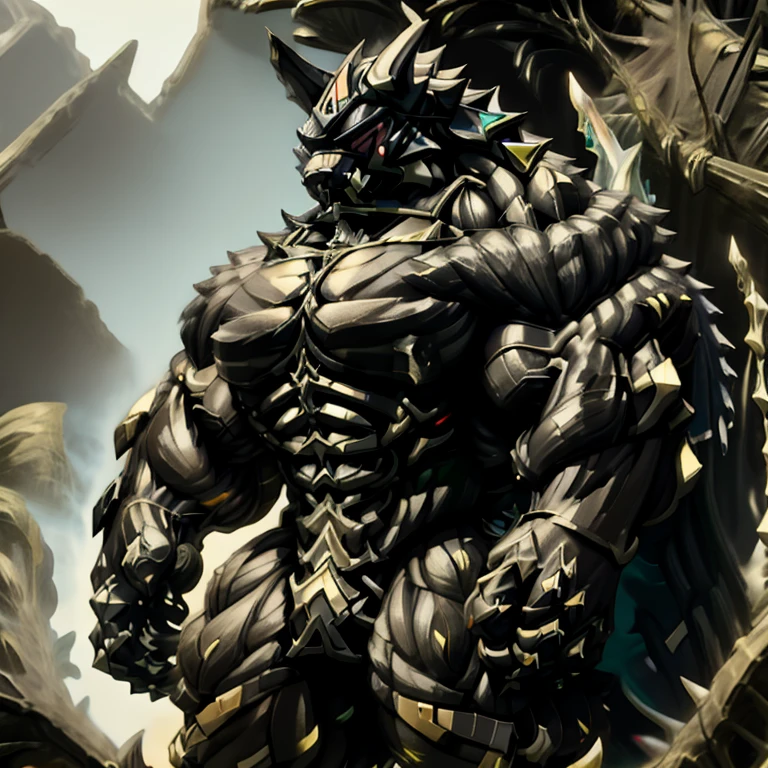 8K, Masterpiece, highres, future fiction. black visor, Detailed head, Detailed Body, full body, BLACK COLOR, Detailed abs, wearing crNanosuit, big muscle (pecs, triceps, traps) unusually developed muscular body, body full of huge muscles. showing off muscles, pectorales enormes. Exaggeratedly huge muscles. Gigachad Muscular, gigantic muscles, Colossal giant NANOSUIT over a battlefield, The cloak is so long that it touches the ground, crossed arms.
The claws are sharp,
Sharp teeth,
have big wings. Spread wings,
whole body shines like metal. nj5furry,