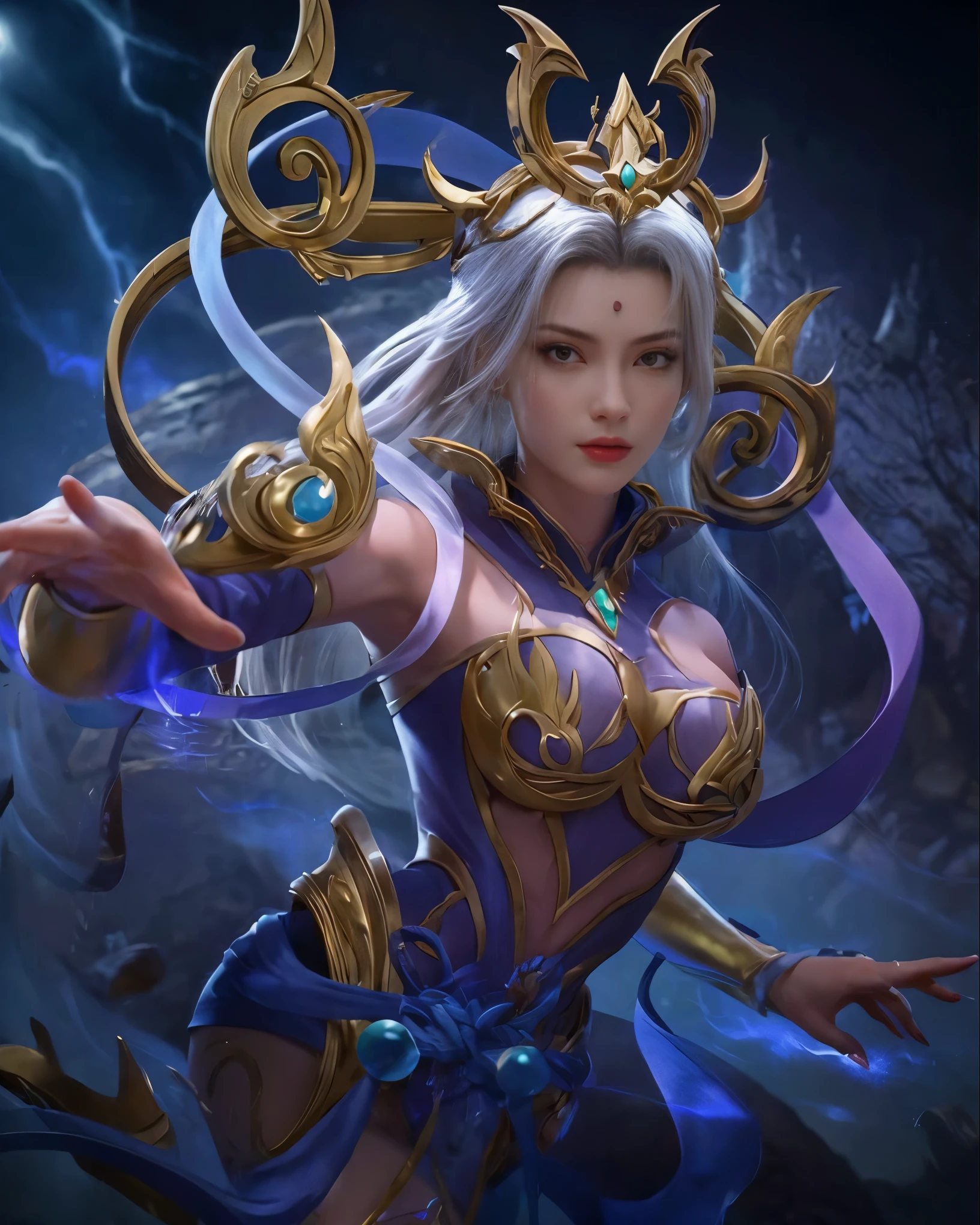 Solo, 1 Beautiful Female, Wuxia World, (1 Girl), (Full Body), (Xiuxian World), Chinese Immortal Wuxia, (Purple Cross-collared Top, Ancient Long Skirt, Embroidered Cape, Streamer), Brunette Hair, Chinese Coiled Bun, Hairpin, Light Pink Lips, Calm, Intellectual, Delicate Face, Masterpiece, Best Quality, High Quality, High Definition, High Quality Texture, High Quality Shadows, High Detail, Cinematic Light, Side Lighting, Ray Tracing, Sharp Focus, Realistic, Edge Light, Two-tone Light, (Detailed Skin Details: 1.2), 8k uhd, SLR, soft light, high quality, high resolution, (very detailed CG unity 8k wallpaper)
