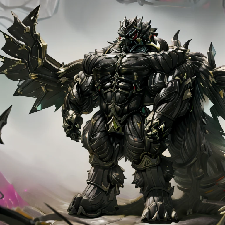 8K, Masterpiece, highres, future fiction. black visor, Detailed head, Detailed Body, full body, BLACK COLOR, Detailed abs, wearing crNanosuit, big muscle (pecs, triceps, traps) unusually developed muscular body, body full of huge muscles. showing off muscles, pectorales enormes. Exaggeratedly huge muscles. Gigachad Muscular, gigantic muscles, Colossal giant NANOSUIT over a battlefield, The cloak is so long that it touches the ground, crossed arms. 
The claws are sharp,
Sharp teeth,
have big wings. Spread wings,
whole body shines like metal. nj5furry,