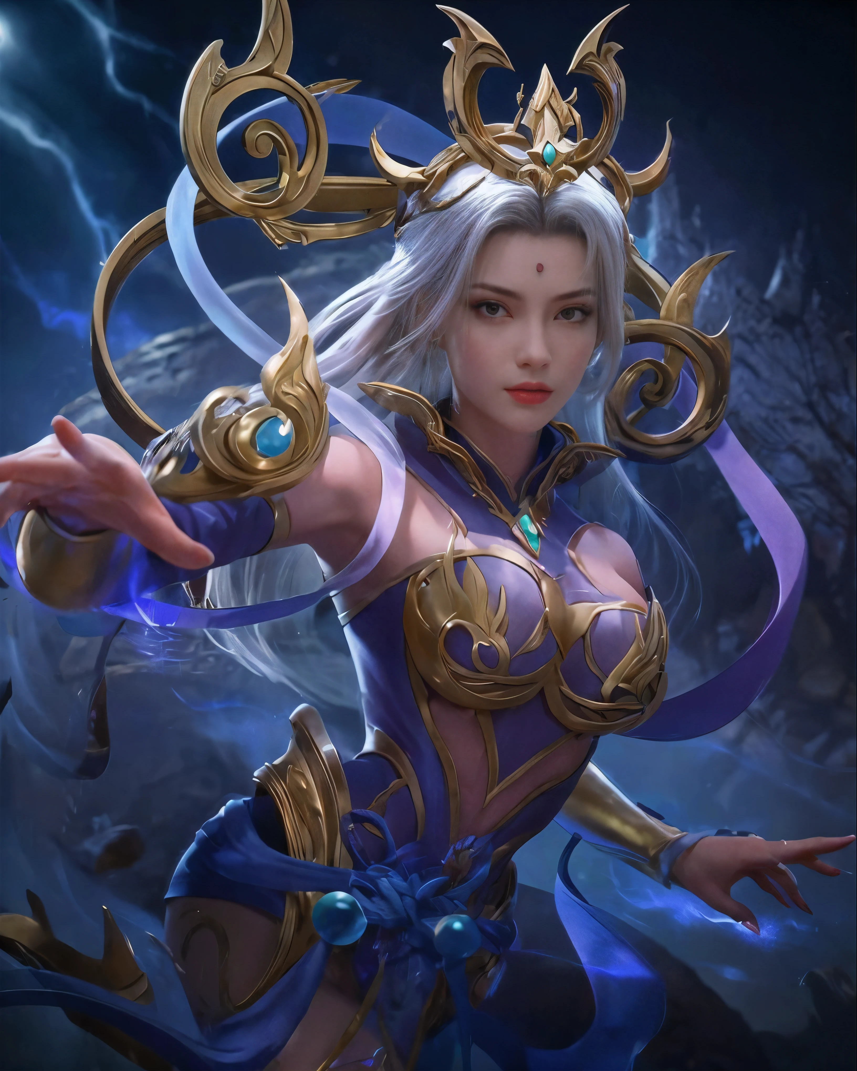 Solo, 1 Beautiful Female, Wuxia World, (1 Girl), (Full Body), (Xiuxian World), Chinese Immortal Wuxia, (Purple Cross-collared Top, Ancient Long Skirt, Embroidered Cape, Streamer), Brunette Hair, Chinese Coiled Bun, Hairpin, Light Pink Lips, Calm, Intellectual, Delicate Face, Masterpiece, Best Quality, High Quality, High Definition, High Quality Texture, High Quality Shadows, High Detail, Cinematic Light, Side Lighting, Ray Tracing, Sharp Focus, Realistic, Edge Light, Two-tone Light, (Detailed Skin Details: 1.2), 8k uhd, SLR, soft light, high quality, high resolution, (very detailed CG unity 8k wallpaper)