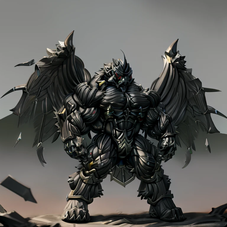 8K, Masterpiece, highres, future fiction. black visor, Detailed head, Detailed Body, full body, BLACK COLOR, Detailed abs, wearing crNanosuit, big muscle (pecs, triceps, traps) unusually developed muscular body, body full of huge muscles. showing off muscles, pectorales enormes. Exaggeratedly huge muscles. Gigachad Muscular, gigantic muscles, Colossal giant NANOSUIT over a battlefield, The cloak is so long that it touches the ground, crossed arms.
The claws are sharp,
Sharp teeth,
have big wings. Spread wings,
whole body shines like metal. nj5furry, bulge in the crotch wears a small black string thong that reveals huge muscular thighs. (metallic color: jet black thong)