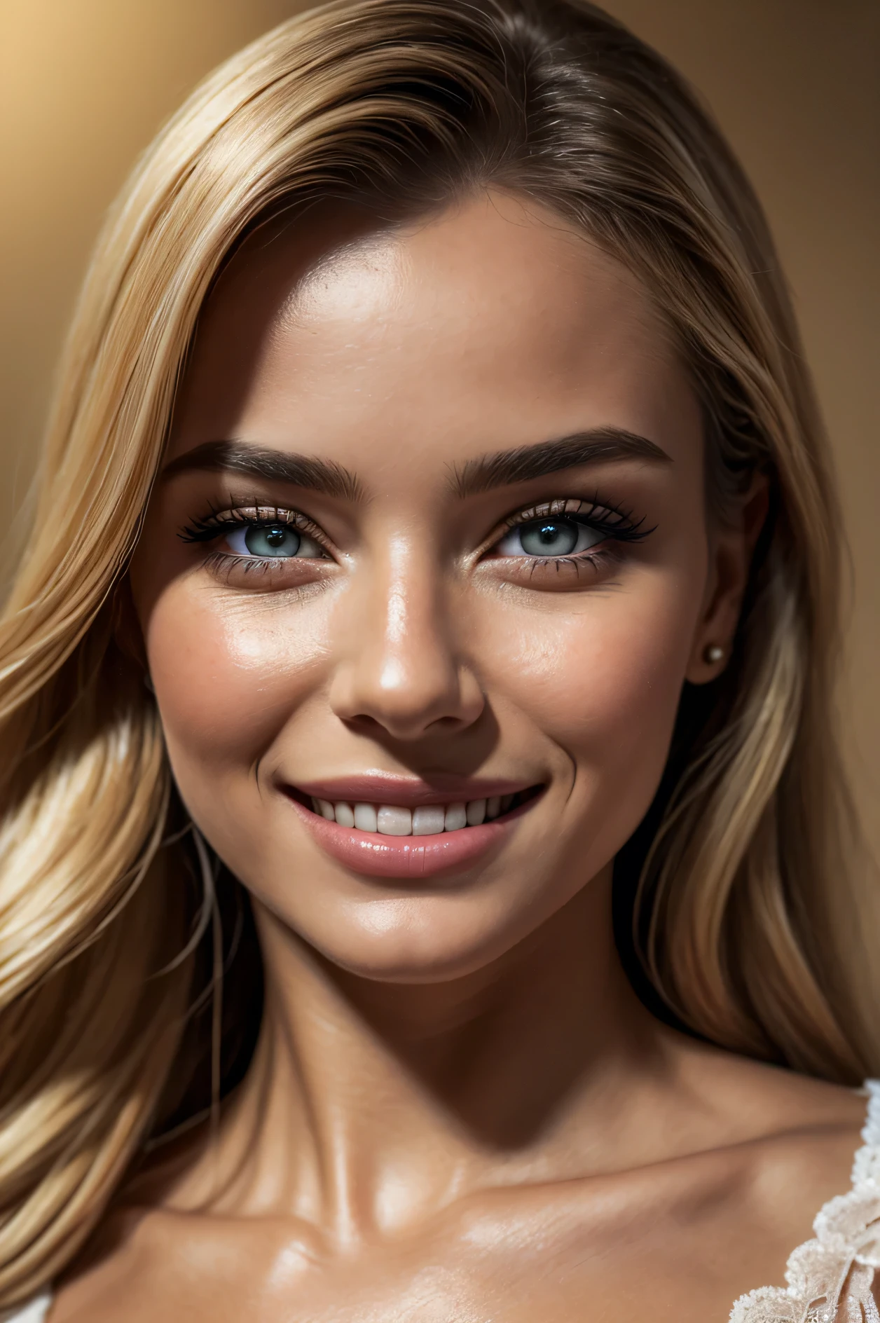 (((Masterpiece))), extremely realistic, vivid details, extremely detailed, 4k, Norwegian goddess, face close-up, ultra beautiful scandinavian beauty, her golden blonde hair is flowing in the air beautifully, she is absolutely stunning, her eyes and beautiful, highly detailed eyes, (depth in eyes), beautiful natural makeup, (cat eye makeup), she has strong jaw line and cheeck bones, her skin is silky smooth,(realistic human skin:1.6), ultra detailed skin textures, she has beautiful smile, she is goddess, she is celestial being, smiling with eyes, (eye contact with camera 1.5), Magical background