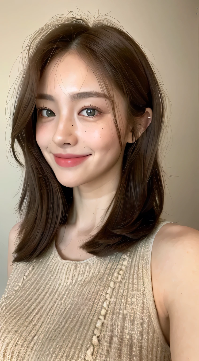 ((highest quality, 8k, masterpiece: 1.3)), One girl, The beauty of slim abs: 1.3, (Hairstyle Casual, Big Breasts: 1.2), dress: 1.1, Very beautiful face, Delicate eyes, double eyelid, smile, Home,Dimples,freckles,