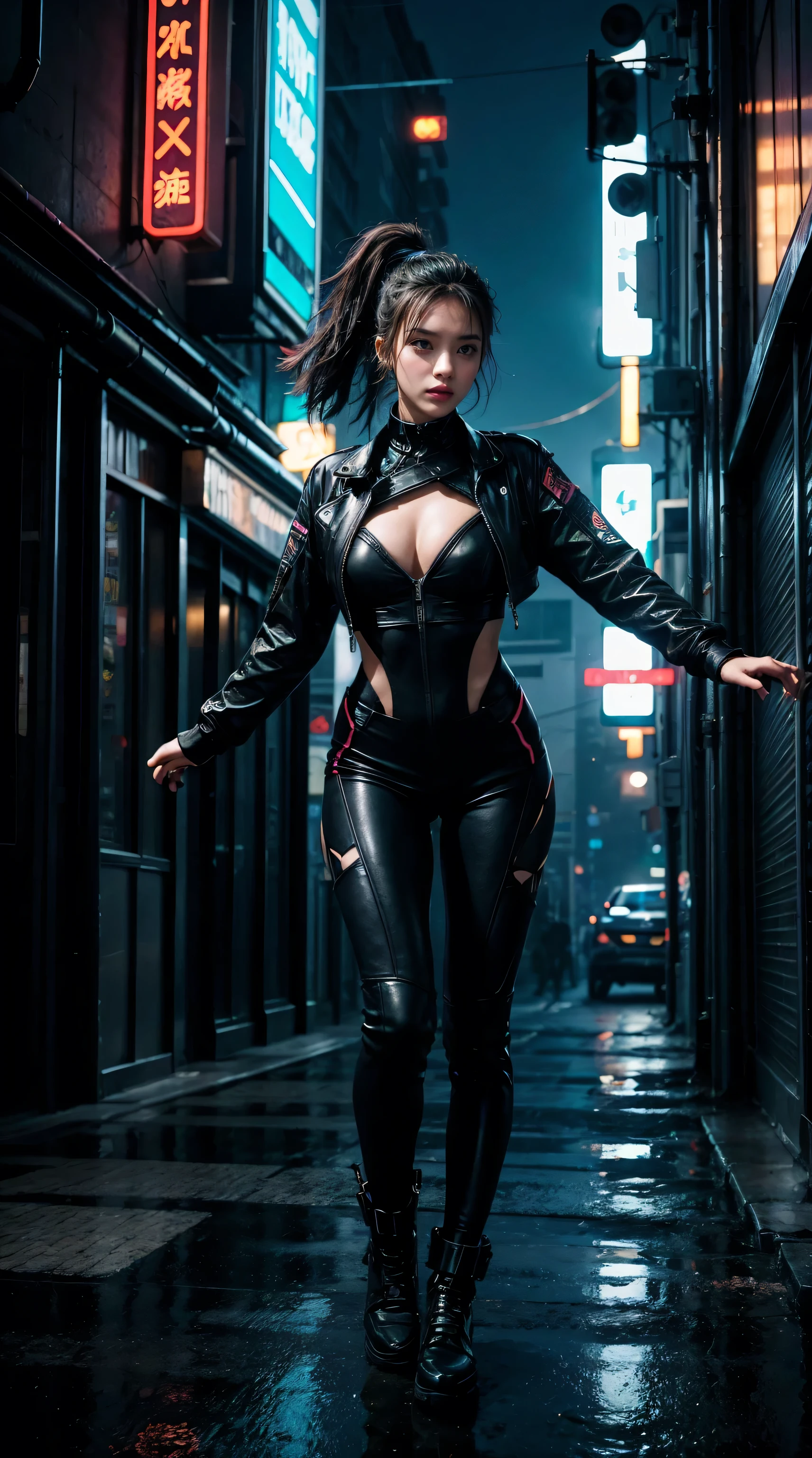 Half Hawk, Urban sprawl, Miss, urban dance clothing, Dramatic Lighting, High contrast, contour, Worth the poster, Street Fashion, Graffiti, Neon, shadow, Dystopia, Cyberpunk, Futurism, Science Fiction, TRON, Blade Runner, , Westworld, Black Neon, dance, body fluid, Dynamic, vitality, move, form, Express.