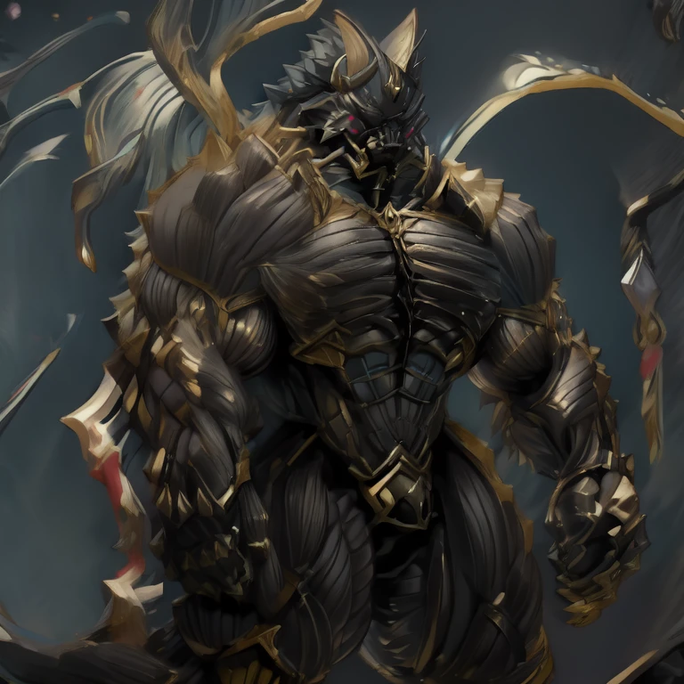 8K, Masterpiece, highres, future fiction. black visor, Detailed head, Detailed Body, full body, Detailed abs, wearing crNanosuit, big muscle (pecs, triceps, traps) unusually developed muscular body, body full of huge muscles. showing off muscles, pectorales enormes. Exaggeratedly huge muscles. Gigachad Muscular, gigantic muscles, Colossal giant NANOSUIT over a battlefield, The cloak is so long that it touches the ground, crossed arms. The claws are sharp, Sharp teeth, have big wings. Spread wings, whole body shines like metal. nj5furry, BLACK COLOR, bulge in the crotch wears a small black string thong that reveals huge muscular thighs. (metallic color: jet black thong)