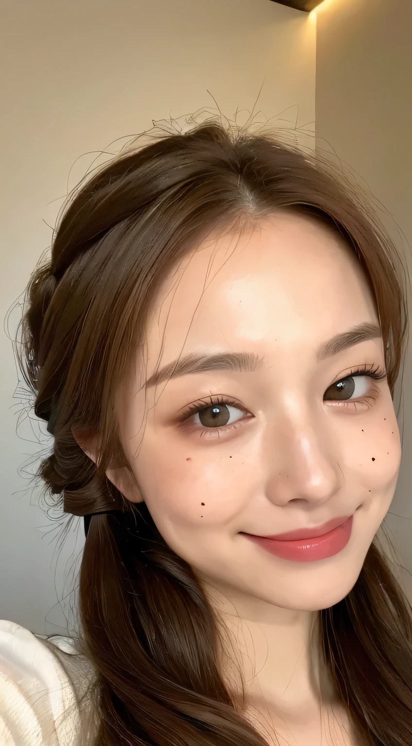 ((highest quality, 8k, masterpiece: 1.3)), One Girl, The beauty of slim abs: 1.3, (Random hairstyles casual, Big Breasts: 1.2), dress: 1.1, Very beautiful face, Delicate eyes, double eyelid, smile, Home,Dimples,Light freckles,
