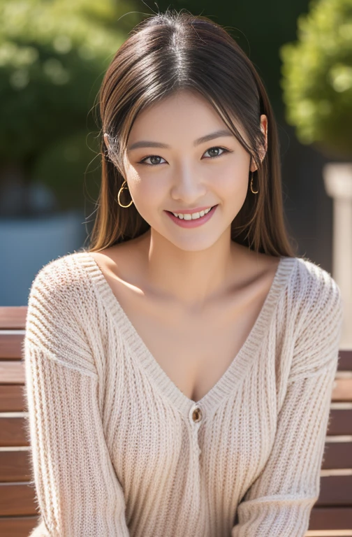 (masterpiece, Highest quality:1.1), (8K, RAW Photos, Photo Real:1.2, f22), (Shiny skin), Detailed skin, Detailed face, smilee,Fine grain,Long Hair, break, Real World, (Super detailed, Cleavage), Intricate details, smile, One girl, (shirt)、 (Louvre Museum:1.4)