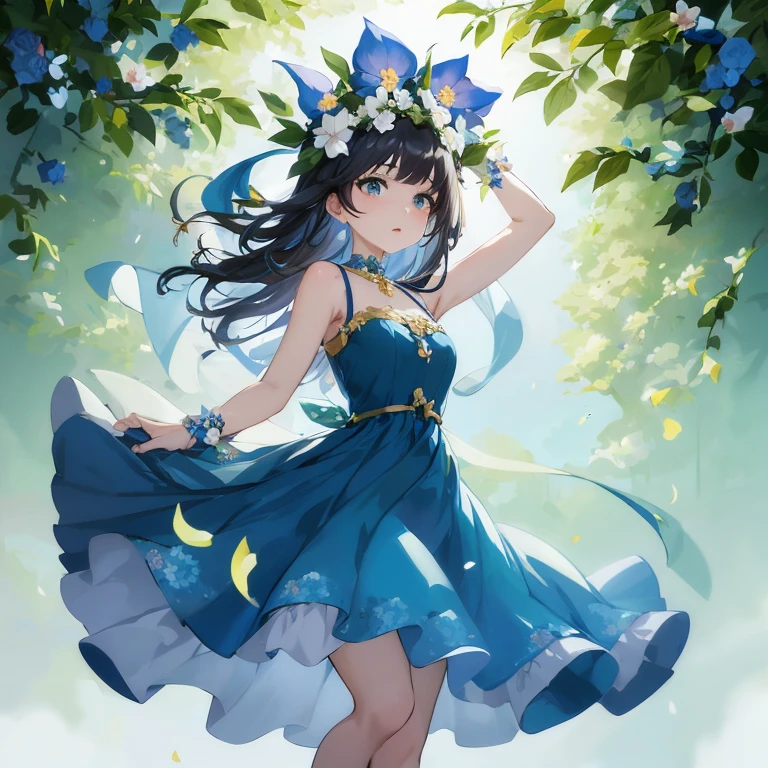 anime girl in a blue dress with a flower in her hair, Cute anime waifu in a nice dress, Trending on ArtStation pixiv, anime moe art style, official anime artwork, in dress, anime style 4 k, Beautiful anime girl, Anime art wallpaper 8k, beautiful anime art, artgerm and atey ghailan