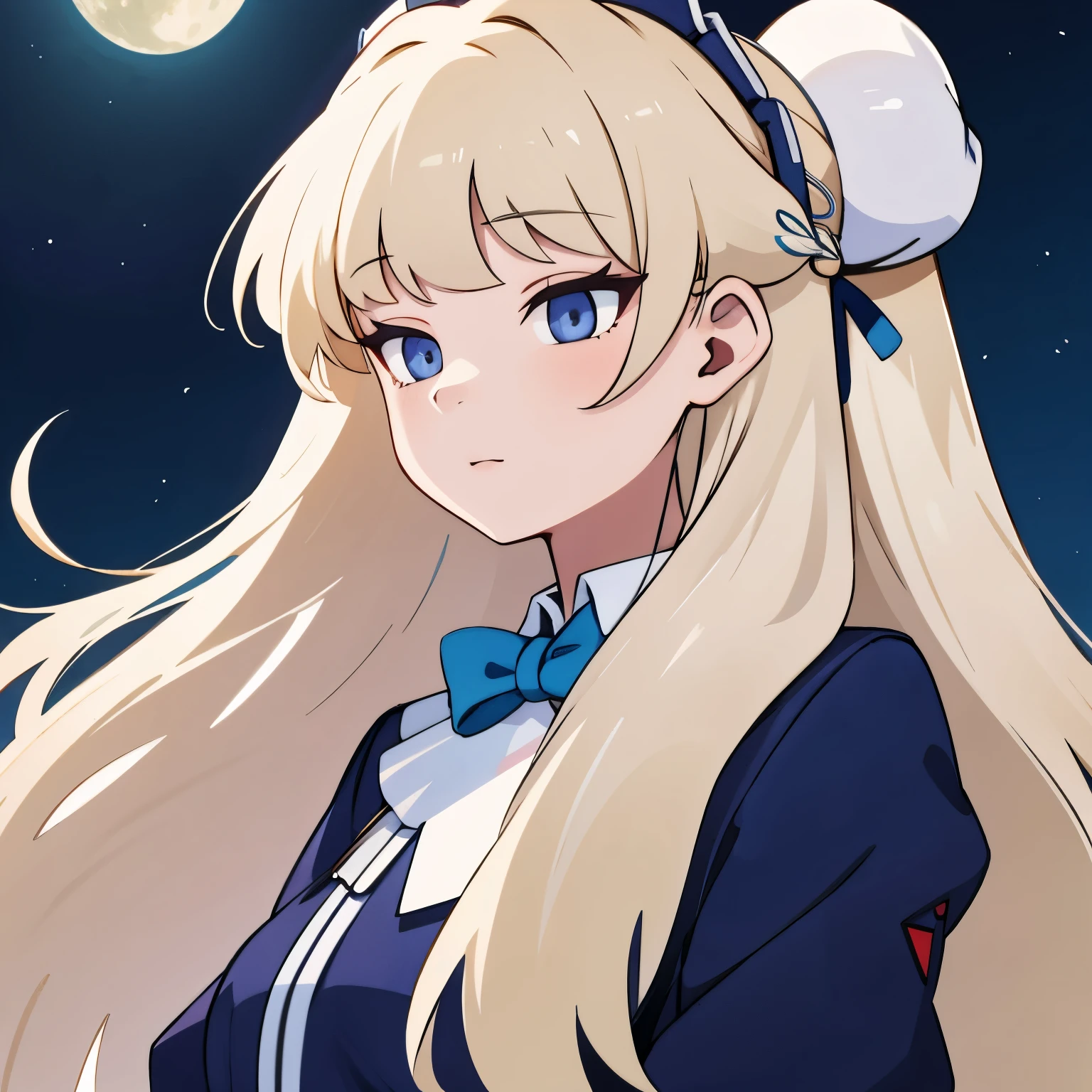 Side face of a girl with long white hair