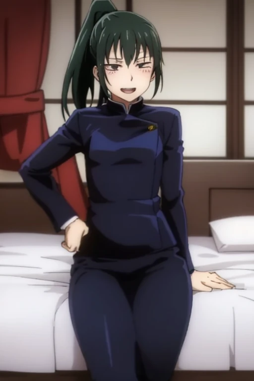 ((highest quality)), ((masterpiece)), (be familiar with), Perfect Face, indoor, Bedroom, Watching the audience,
One woman, Zenyuan Maki,
Open Mouth, Ecstatic expression, blush, smile,
Small breasts, Flat Chest, Young Girl, , , Girl,
Long Hair, ponytail,
Leg spread,
