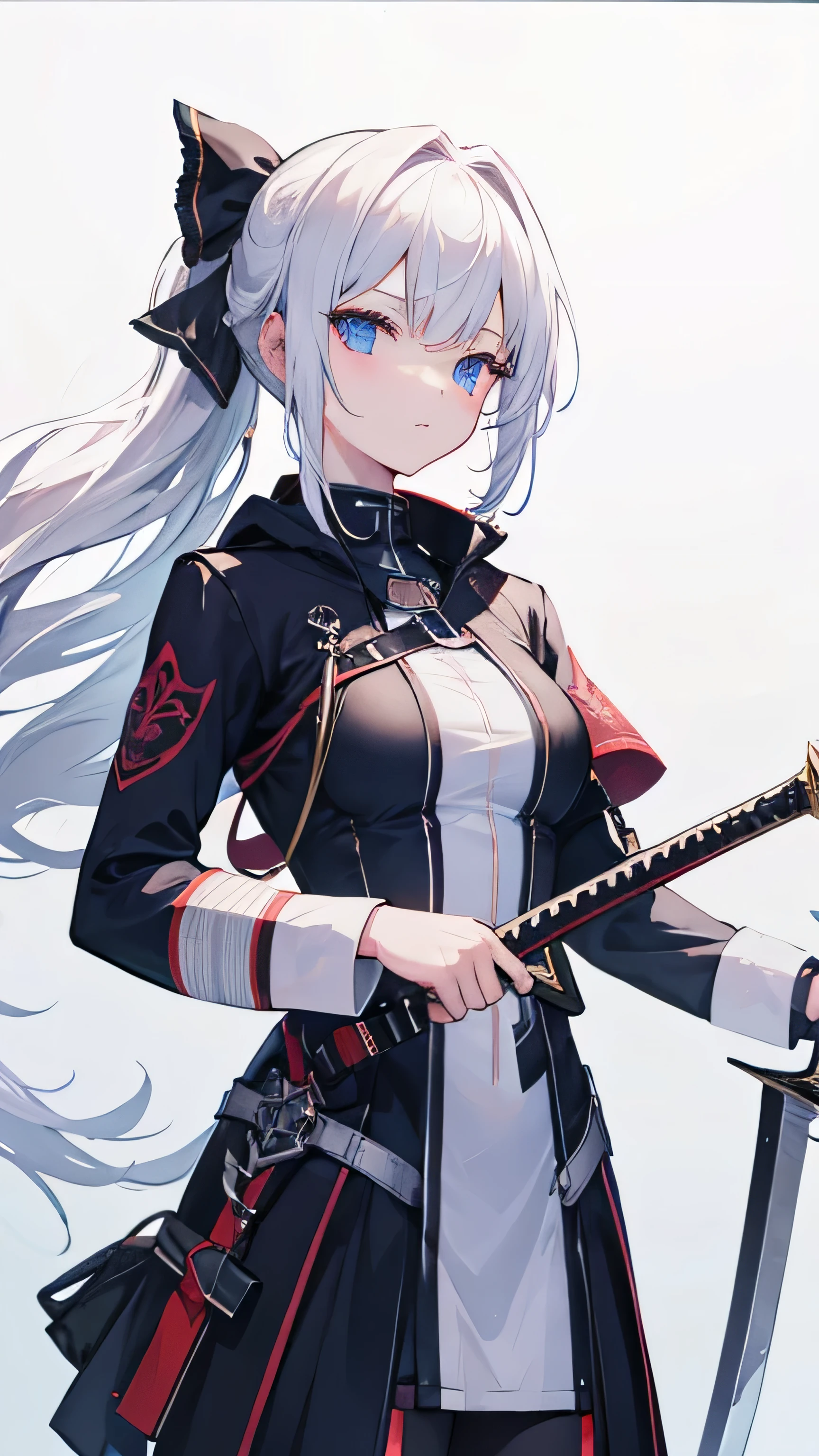 a white hair girl holding swords. Night background