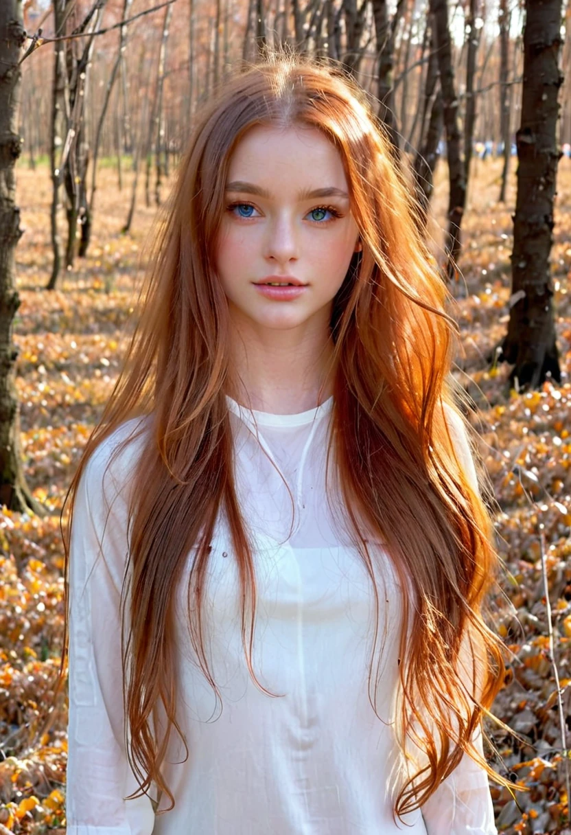 solo, very detailed, detailed face, very long hair, picture of a beautiful young woman, dasha_taran, sfw, ((natural orange hair)), beautiful natural blue eyes, High Definition RAW Photography, 16k photography, (full body), standing, delicate facial features, pretty face, detailed full body, visible from head to toe, zoomed out full body photography, detailed natural background, perfect body
