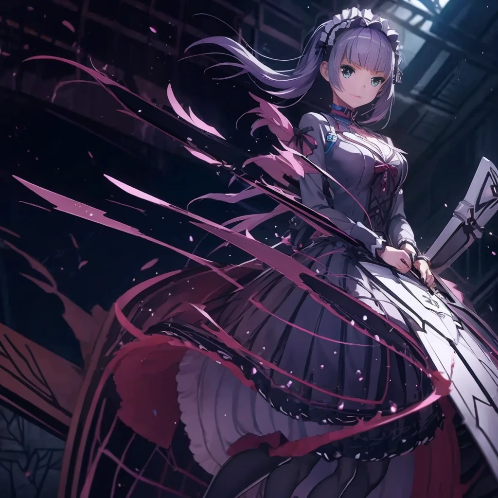 Anime girl in a black dress holding a sword in a dark room, gothic otome anime girl, terrible anime 8k, by Jan J., anime art wallpaper 8k, 4k anime wallpaper, anime art wallpaper 4k, anime art wallpaper 4k, beautiful fantasy anime, beautiful anime artwork, anime fantasy artwork, anime wallpaper 4k, anime wallpaper 4k