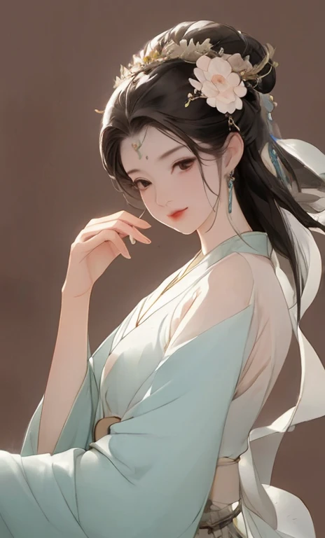 A girl, China costume, (Big Breasts,Cleavage close-up,Wide hips, Curvy beauty,)whole body, Sunlight, Clear face, Clean white background, masterpiece, Super Detail, Epic creation, Ultra HD, high quality, Extremely detailed, official art, 8k wallpaper, Super Detail, 32k