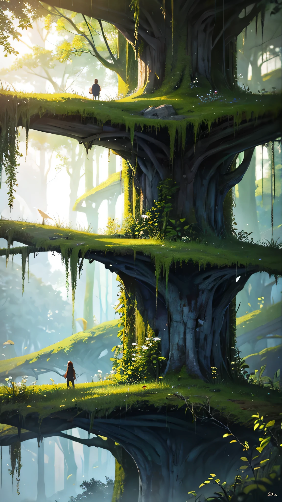 Ancient forest, It is expressed with very delicate and high-quality digital painting technology., Reach 8K resolution. This work、With its sharp focus、It&#39;s getting a lot of attention on the ArtStation website.。, Rich changes in light, Highly complex and detailed central structure. Inspired by artists like Lois van Baarle (Reusch), Ilya Kuvshinov, Studio Ghibli, The style of the website、The soft, watercolor-like colors capture the chibi-kawaii aesthetic.。.