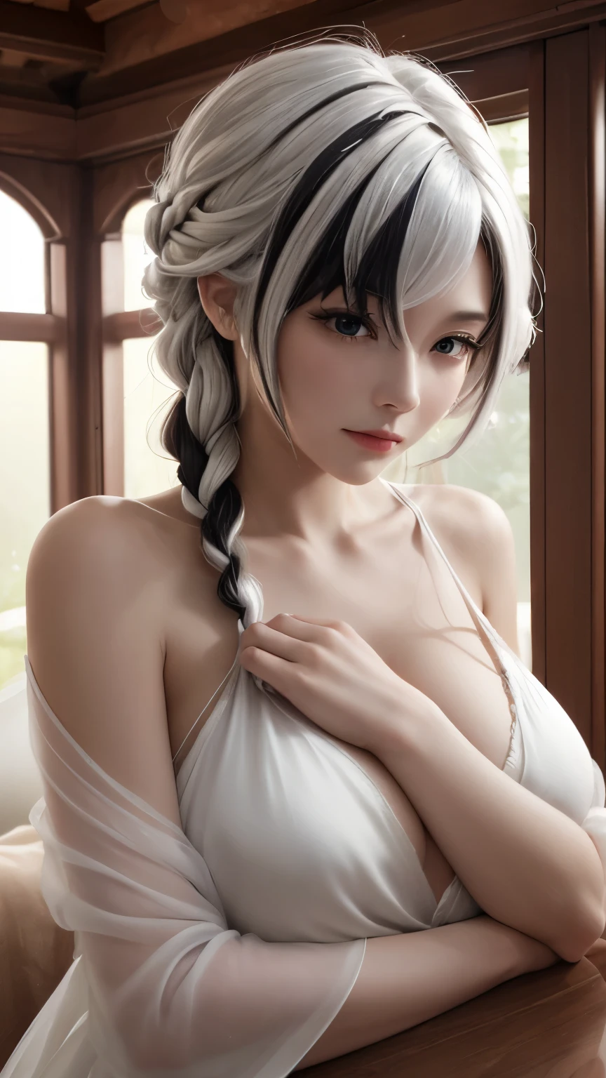 (Best quality,4k,high resolution,masterpiece:1.2),Ultra Detailed,lifelike:1.37,Romantic composition,Vibrant colors,Soft lighting,Dreamy atmosphere,Intimate moments,Flowing dress,White hair,Black Hair,Colorful Hair,short hair,Straight Hair,Long braids,Glowing red eyes,Red X pupil,Close your eyes,Gentle touch,Gentle and soft-spoken,Exquisite facial features,Comfortable beds,Warm environment,Flickering candlelight,Subtle light and shadow,Peaceful atmosphere,Warm hug,Capturing the essence,Ethereal beauty,Emotional connection,In the dream world,evoke,Stunning scenery