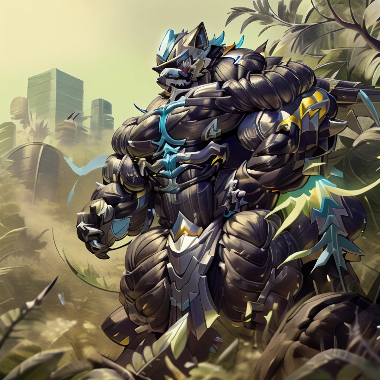 (zeraora), (gigantic muscles), 8K, Masterpiece, highres, future fiction. Detailed head, Detailed Body, full body, Detailed abs, wearing crNanosuit, big muscle (pecs, triceps, traps) unusually developed muscular body, body full of huge muscles. showing off muscles, pectorales enormes. Exaggeratedly huge muscles. Gigachad Muscular, gigantic muscles, Colossal giant NANOSUIT over a battlefield,
The claws are sharp,
Sharp teeth,
Spread wings, have big wings. nj5furry,
nj5furry,