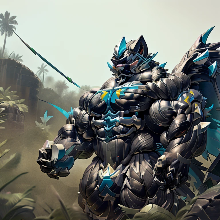 (zeraora), (gigantic muscles), 8K, Masterpiece, highres, future fiction. Detailed head, Detailed Body, full body, Detailed abs, wearing crNanosuit, big muscle (pecs, triceps, traps) unusually developed muscular body, body full of huge muscles. showing off muscles, pectorales enormes. Exaggeratedly huge muscles. Gigachad Muscular, gigantic muscles, Colossal giant NANOSUIT over a battlefield,
The claws are sharp,
Sharp teeth,
Spread wings, have big wings. nj5furry,
nj5furry,