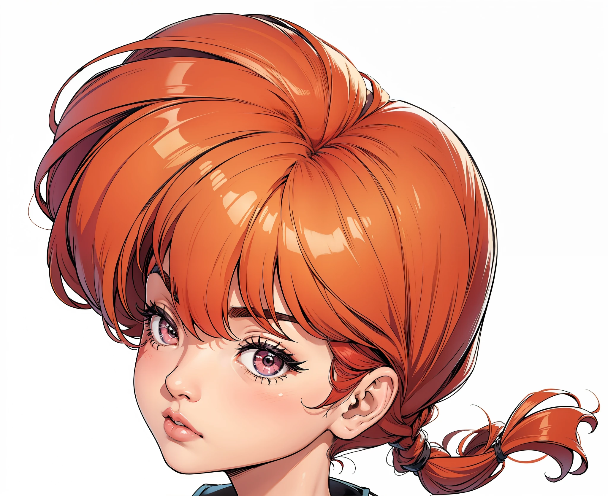 1 Mulher, Ranma 1/2 extremamente realista, muito linda, cabelos vermelhos, camisa vermelha, black pants