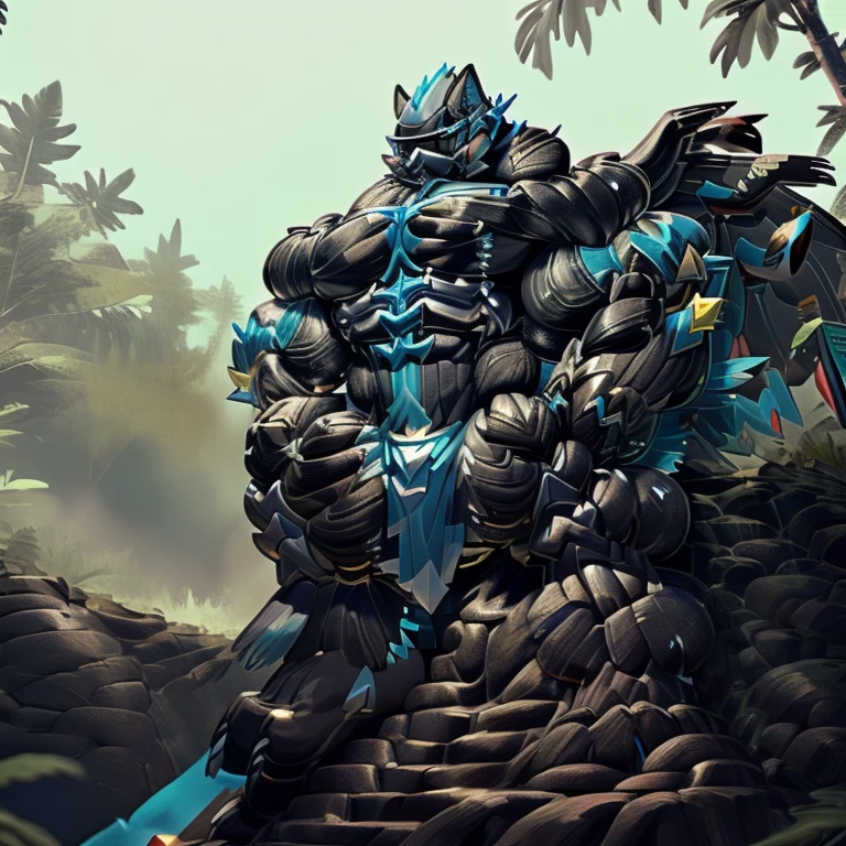 (zeraora), (gigantic muscles), 8K, Masterpiece, highres, future fiction. skyblue visor, Detailed head, Detailed Body, full body, Detailed abs, wearing crNanosuit, big muscle (pecs, triceps, traps) unusually developed muscular body, body full of huge muscles. showing off muscles, pectorales enormes. Exaggeratedly huge muscles. Gigachad Muscular, gigantic muscles, Colossal giant NANOSUIT over a battlefield,
The claws are sharp,
Sharp teeth,
Spread wings, have big wings.
nj5furry, Animal paws, sitting on the throne,