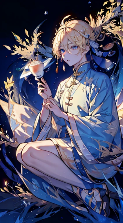 wing((Blonde))(high quality)4k 8k ((雪白wing))((背后有一对雪白的wing))头上有wing 男 ((White Rose)) Long blond hair ((Ancient style man))Ancient style man(((Long blond hair)))