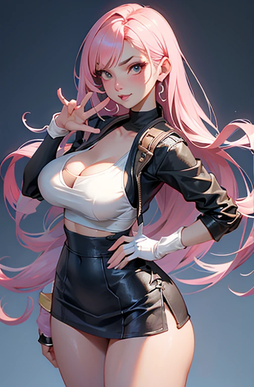 A woman in a short skirt poses for a photo, IG Model | Type Germ, real life anime, no estilo Type Germ e Type Germ, Type Germ extremamente detalhado, Retrato sedutor de tifa lockhart, Estilo Type Germ, Estilo Type Germ, tifa lockhart, Tight short sexy clothes , Super tight,Cleavage, Pelvic curtain, Wide hips, Pointed breasts. perfect natural breasts : 1.2), ((Mature female , Large Breasts,Sagging breasts、Cleavage, cleveage、Thick thighs, Wide hips, Curvy beauty, Perfect body,)), Skinny perfect round ass, short, (Beautiful and beautiful: 1.2), Beautiful and delicate thighs, (Perfect female body), (Symmetrical body shape)