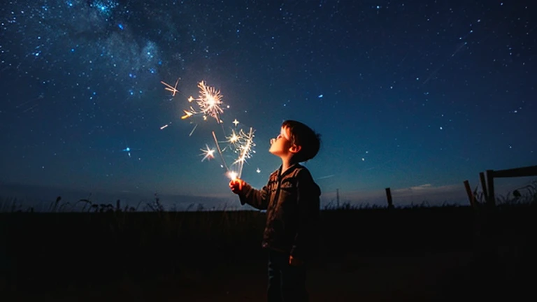 Sparklers shining in the sky