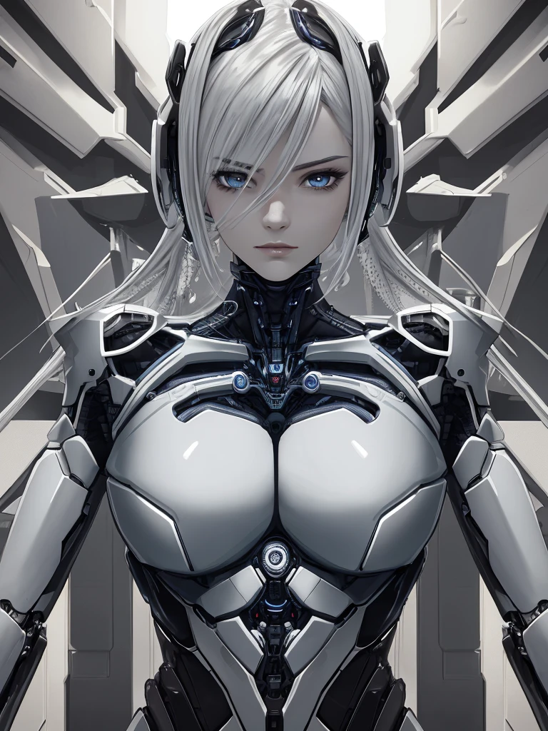 Character Sheet: A complex 3D rendering of a beautiful porcelain profile female android face with ultra-detailed features. Her cyborg appearance showcases intricately designed robotic parts, each exhibiting vivid details and a gorgeous cyberpunk aesthetic. The face boasts anatomical precision, with facially expressive muscles and lifelike cables and wires integrated into the design.
The modeling process took place in a beautiful studio, lit by soft light and rimmed with Octane Rendering. The setting created an atmosphere of elegance, fitting for this ultra-realistic android character. The background is a stunning, intricately detailed scene that complements the character's intricate design.