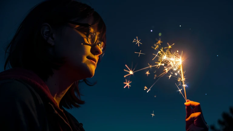 Sparklers shining in the sky
