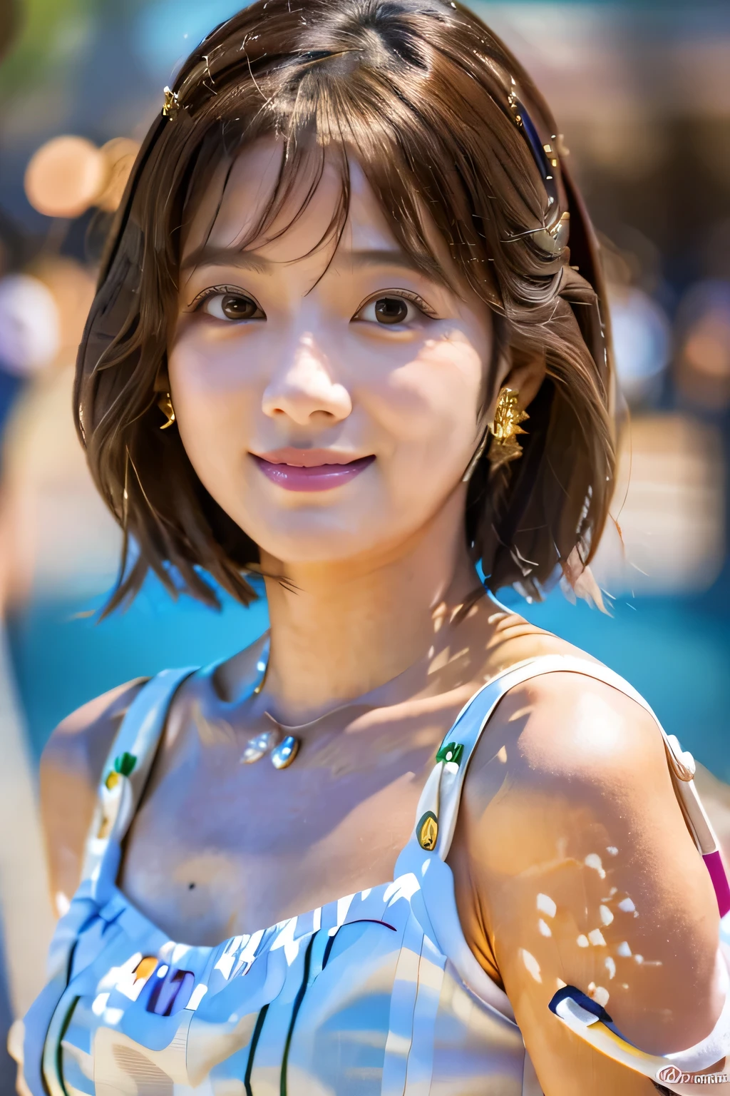 (Disneyland:1.5)、(classical dress:1.5)、(Full-body photo:1.5)、highest quality, Photorealistic, Very detailed, finely, High resolution, 8K Wallpaper, Professional, High level of detail, ((One 18 year old girl:1.2)), Slender Japanese women,Pretty lips, (Beautiful long lashes:1.2)、Detailed clavicle, Perfect Face, (Cute short bob hair:1.5),Top Quality,Ultra-clear resolution,Clear Eyes,Sunburned skin,perfect medium breasts,A pretty necklace around the neck、have perfect legs,A kind smile、