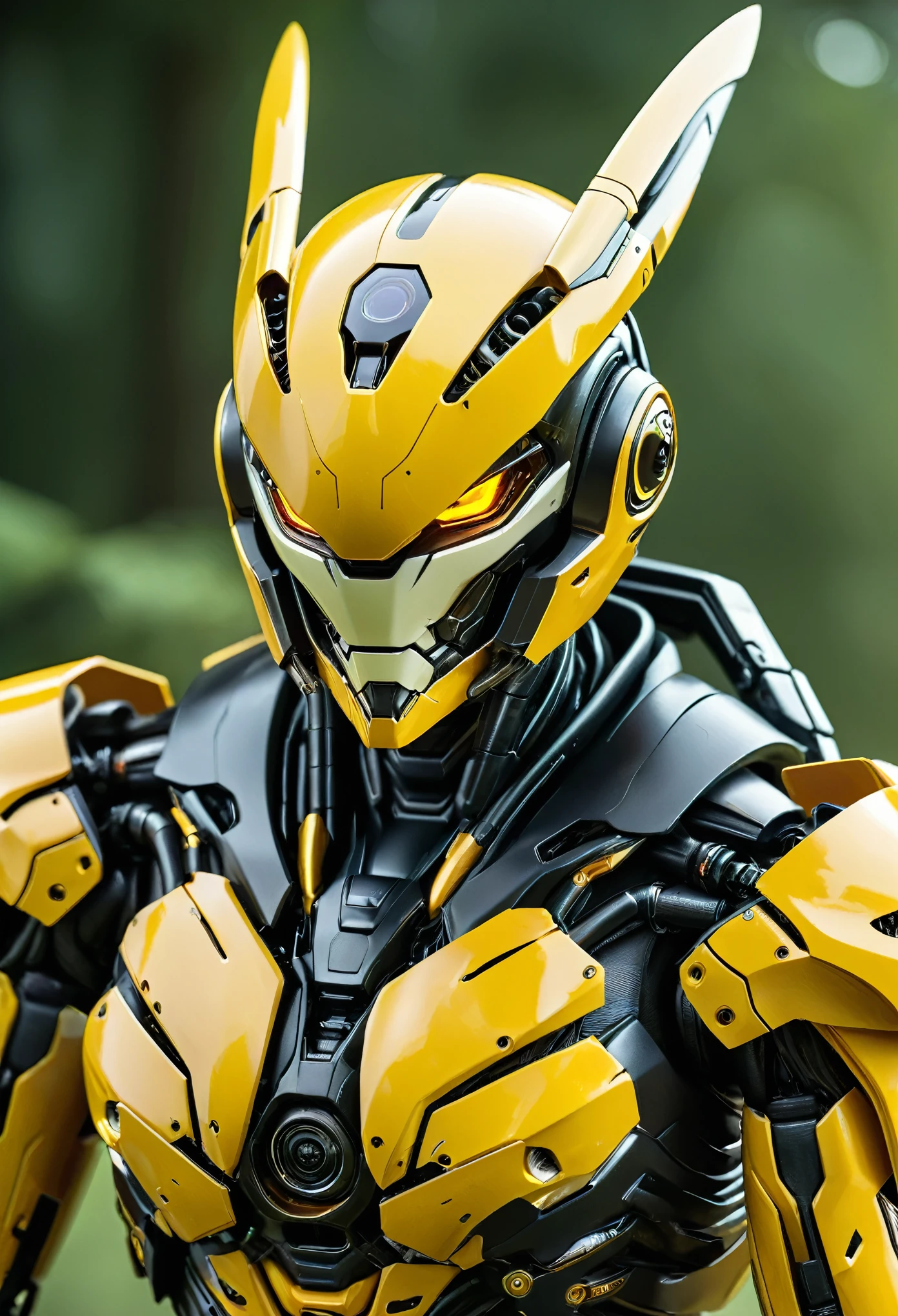 (Best Quality, 4K, 8K, High Definition, Masterpiece:1.2), (Ultra Detailed, Realistic, Photorealistic:1.37),IIn this groundbreaking design, the fusion of hornet and human elements results in a truly innovative combat android, poised to revolutionize the battlefield.

At the forefront of this design is the android's visage, which seamlessly blends the fierce countenance of a hornet with the elegance of the human form. Its face is dominated by large compound eyes, providing unparalleled visual acuity and a predatory gaze that strikes fear into the hearts of its adversaries. The imposing mandibles of the hornet are integrated into the android's jawline, exuding a sense of power and menace.

The abdomen of the android is adorned with the distinctive yellow and black stripes of a hornet, accentuating its slender yet powerful frame. Nestled within this abdomen lies a retractable stinger, poised to deliver a lethal dose of venom to any who dare oppose it.

What truly sets this design apart is its exaggeratedly slender waist, reminiscent of the elegant proportions found in nature's most agile predators. This extreme waistline not only enhances the android's agility and flexibility but also adds to its overall aesthetic appeal, creating a silhouette that is both striking and intimidating.

Combined with advanced materials and cutting-edge technology, this fusion of hornet and human traits results in a combat android that is unparalleled in both form and function. With its formidable appearance and deadly capabilities, it represents a new era in warfare, where the boundaries between man and machine are blurred, and the possibilities are limitless.
(NSFW:1.3)