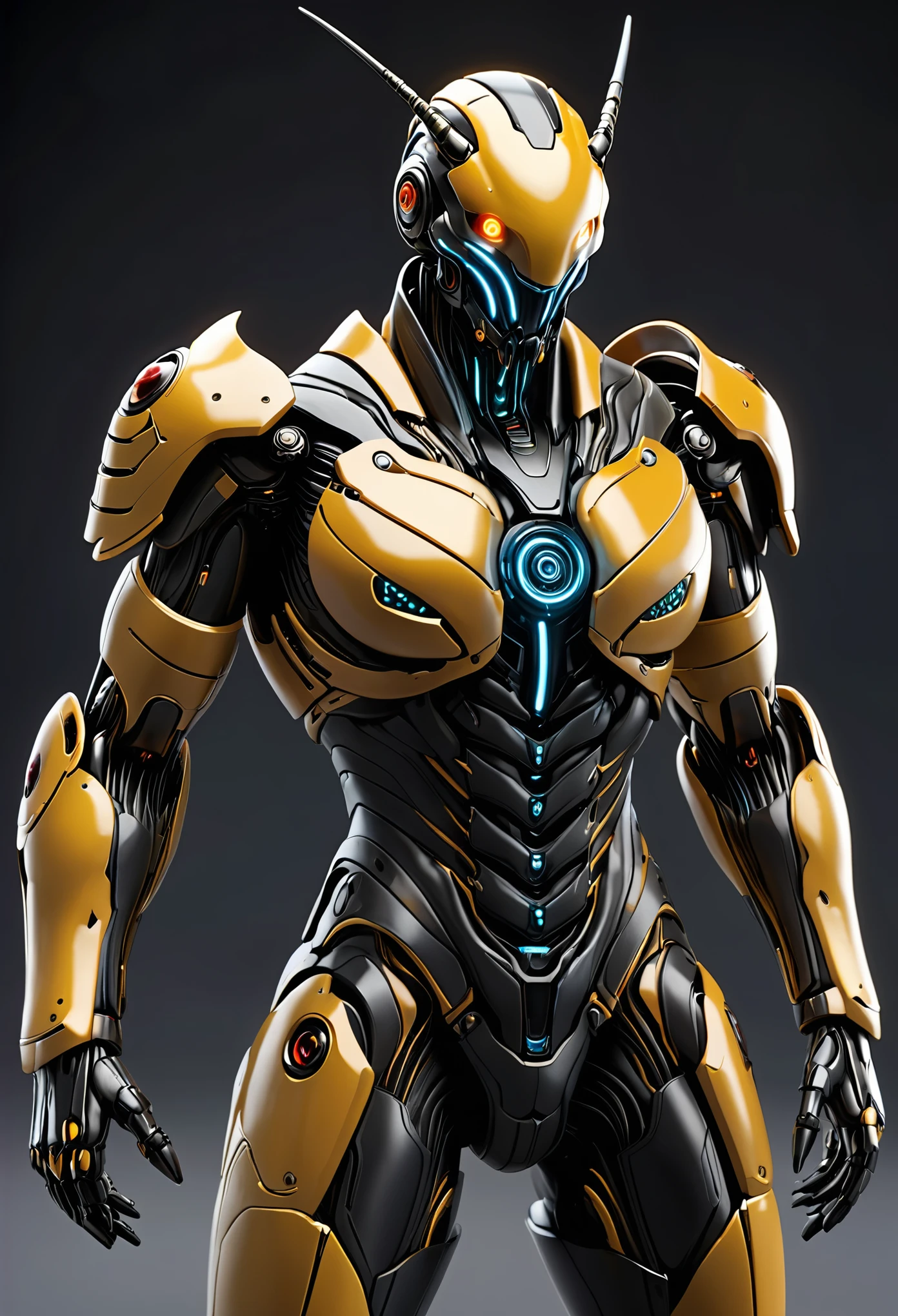 (Best Quality, 4K, 8K, High Definition, Masterpiece:1.2), (Ultra Detailed, Realistic, Photorealistic:1.37),In this innovative design, the fusion of hornet and human characteristics creates a formidable combat android unlike any seen before.

The android's face bears the fearsome countenance of a hornet, with its large compound eyes gleaming with predatory intent. However, these eyes are not just for show; they provide the android with enhanced visual acuity, allowing it to pinpoint targets with deadly accuracy. The imposing mandibles of the hornet are integrated seamlessly into the android's jawline, serving both as a menacing feature and as formidable weapons in close combat.

The abdomen of the android is adorned with the unmistakable yellow and black stripes of a hornet, serving as both camouflage and a warning to adversaries. Within this abdomen lies a reservoir of potent venom, which the android can deploy through a retractable stinger located at the tip of its tail. This venom is not only toxic but also serves to incapacitate opponents swiftly and efficiently.

What sets this design apart is the integration of human elements alongside those of the hornet. Despite its insectoid features, the android retains a humanoid form, with limbs designed for both agility and strength. Its exoskeleton, while reminiscent of the hornet's chitinous armor, is composed of advanced materials that provide both protection and flexibility.

Overall, this fusion of hornet and human traits results in a combat android that is both fearsome and versatile, capable of striking fear into the hearts of its enemies while adapting to a wide range of combat scenarios. It represents a bold leap forward in android design, blending the natural world with cutting-edge technology to create a truly formidable warrior.(NSFW:1.3)