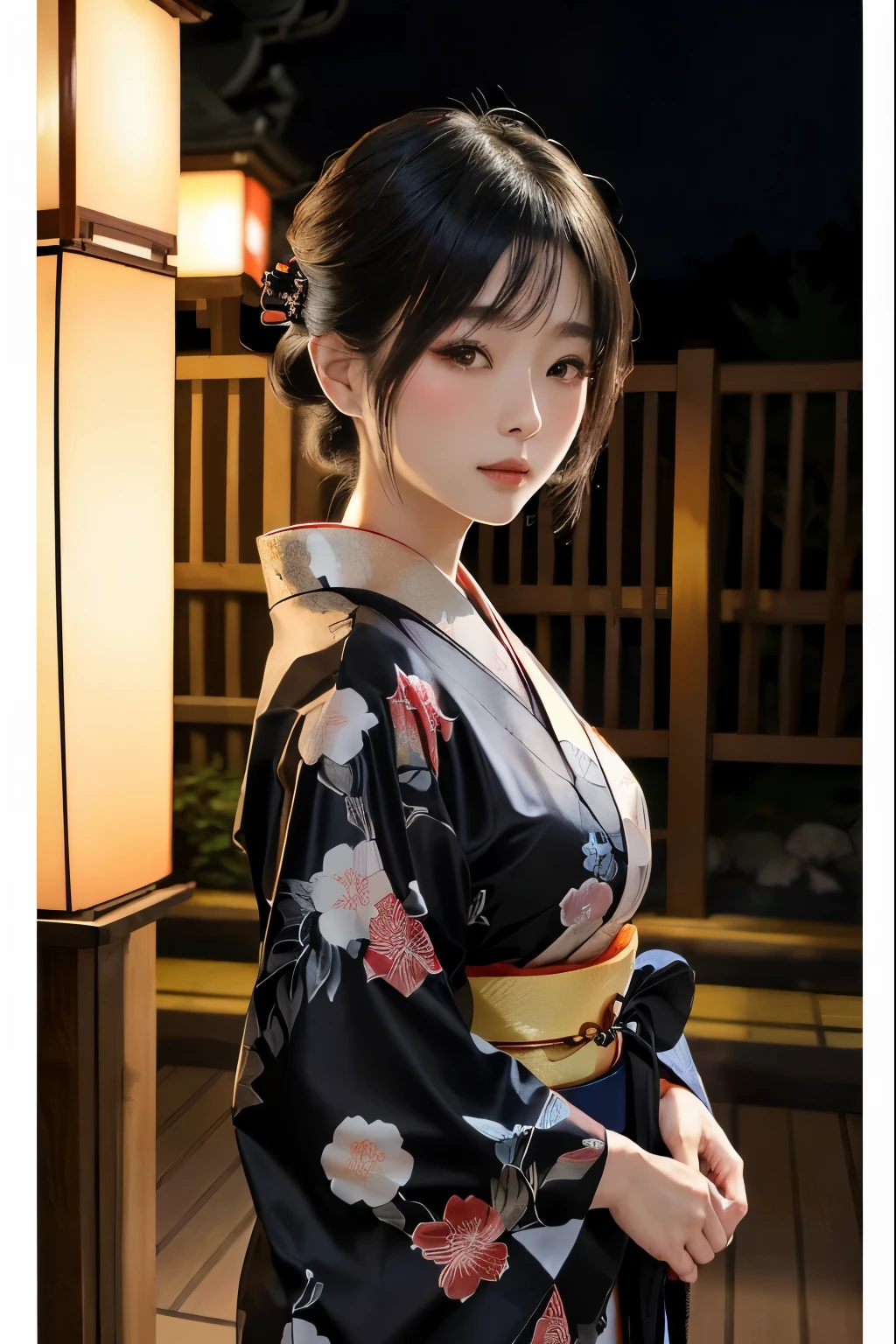 arafed asian woman in a kimono dress posing for a picture, in kimono, Traditional beauty, in a kimono, kimono, wearing kimono, Japanese model, Japanese kimono, Japanese style, Japanese style, Japanese goddess, Japanese clothes, Hungry Ghost Festival, Wearing a black silk robe, traditional Japanese, Japanese, wearing a kimono