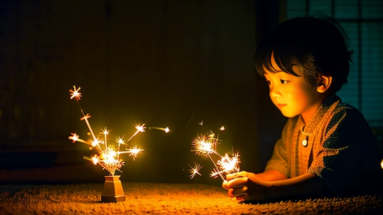 Nostalgic Sparklers Nagate Peony、1960Era、Sparklers in the Showa Era and Children's T Values