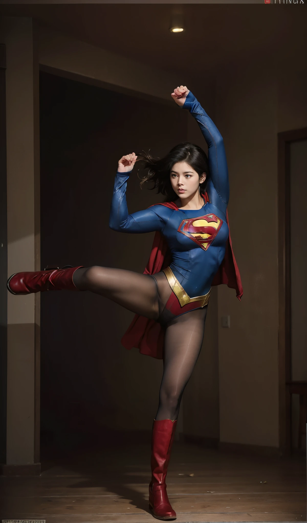 No background、He always has a painful expression、Eyes closed、Always raise your arms、Always raising his arms in the air、(((Beautiful legs in black tights.)))、(((Stretch your legs、expensive、あなたのsufferingを合法的に表現する)))、((((Make the most of your original images)))、(((Supergirl Costume)))、(((Beautiful short bob hair)))、(((suffering)))、(((Black tights legs、Wear red boots)))、((Best image quality、8k))、((highest quality、8k、masterpiece:1.3))、(((Preserve background )))、Sharp focus:1.2、Beautiful woman with perfect figure:1.4、Thin abdominal muscles:1.2、Wet body:1.5、Highly detailed face and skin texture、8k