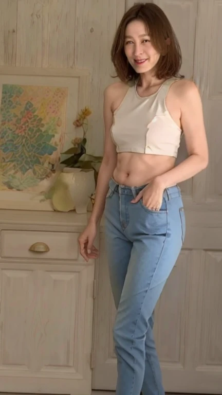 (best quality), (very aesthetic), (ultra-detailed), (best illustration),a mature female,Perfect Face,MKMami,(full_body),taking off her clothes,skinny, MILF,NSFW,