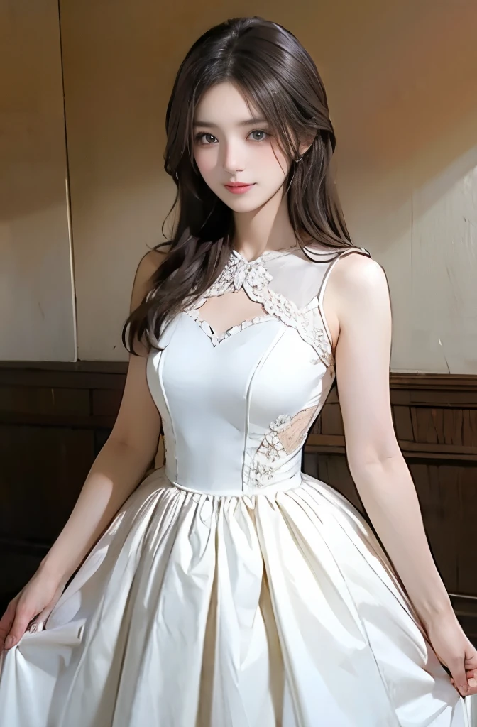beautiful girl、Black Hair、White dress