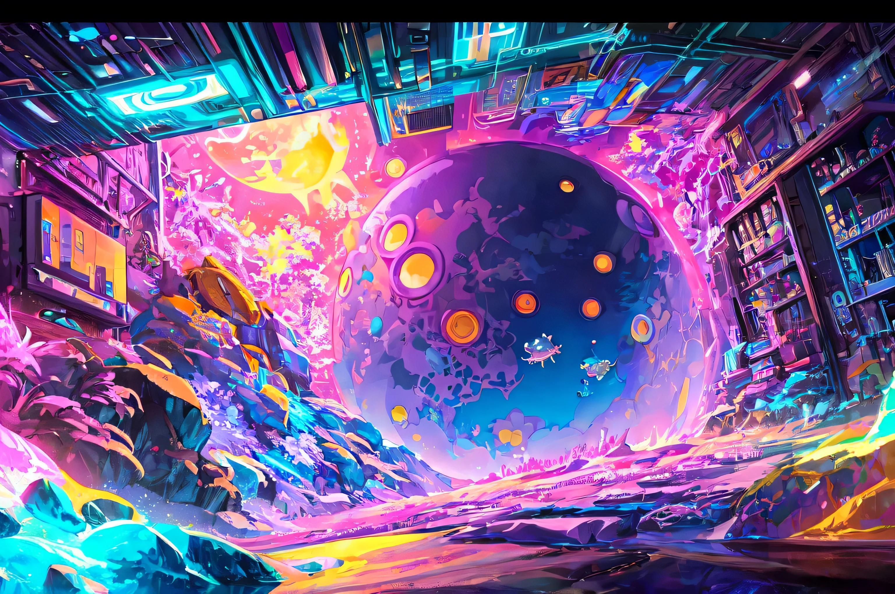 photo of an explorer with an axolotl as a pet inside space with psychedelic background, estilo de Laurie Greasley, Studio Ghibli, akira toriyama, James Gillard, Impacto Genshin, pixiv fanbox trends, acrylic palette knife, 4K, cores vibrantes, devinart, trends on Artstation, detalhes baixos