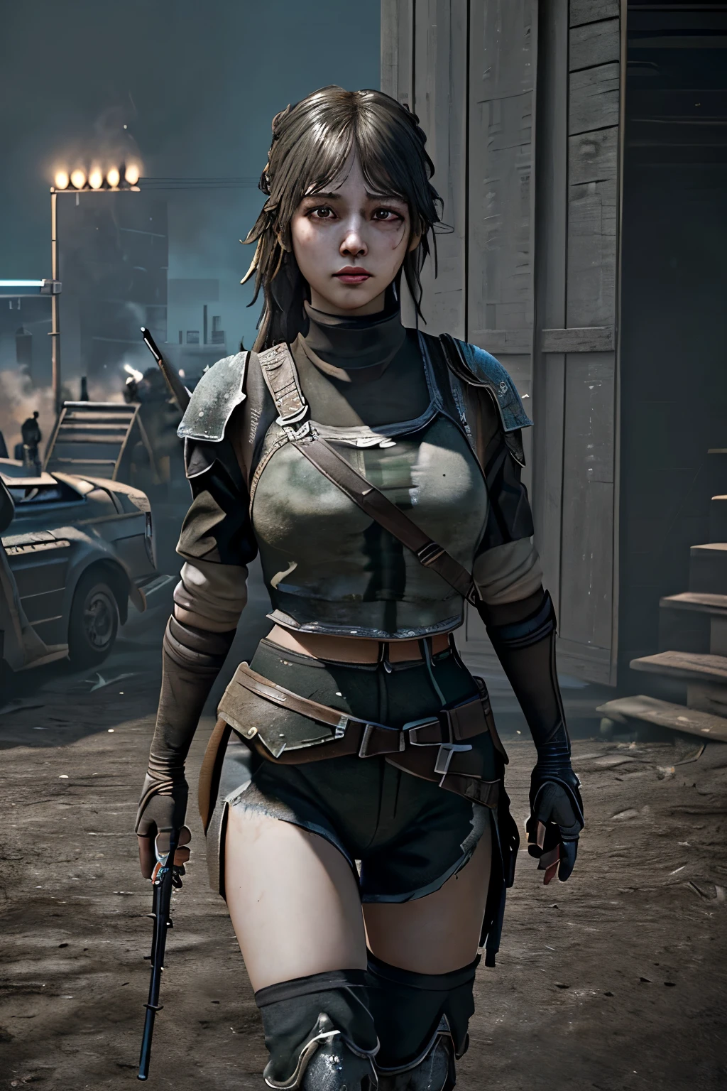 {{masterpiece, best quality, extremely detailed CG, unity 8k wallpaper, cinematic lighting, }}, full body, 1 girl ,wearing armor, PUBG characters, ultra detailed