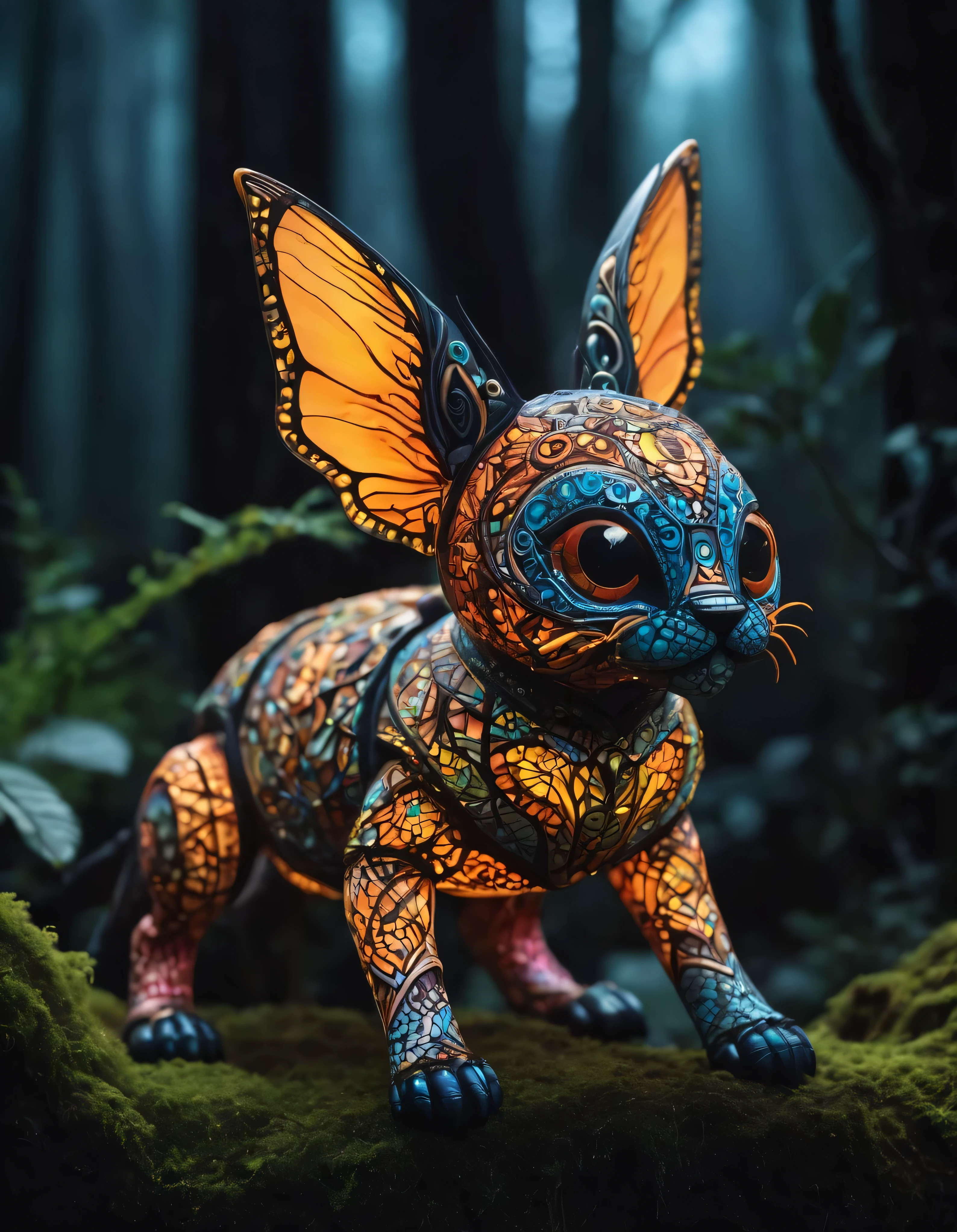 (best quality,4k,8k,highres,masterpiece:1.2),ultra-detailed,(realistic,photorealistic,photo-realistic:1.37),HDR,UHD,studio lighting,ultra-fine painting,sharp focus,physically-based rendering,extreme detail description,professional,vivid colors,bokeh,creepy. Create a description of unique and never-before-seen magical creatures from Mars. These creatures are known for their dark and mysterious nature, yet they possess a certain cuteness that is both intriguing and captivating. The creatures are characterized by their intricate zentangle patterns, which give them a 3D crunch effect and a cinematic appearance. What sets them apart is the bioluminescent glow emitted from their zentangle lines, creating a mesmerizing and ethereal ambiance.